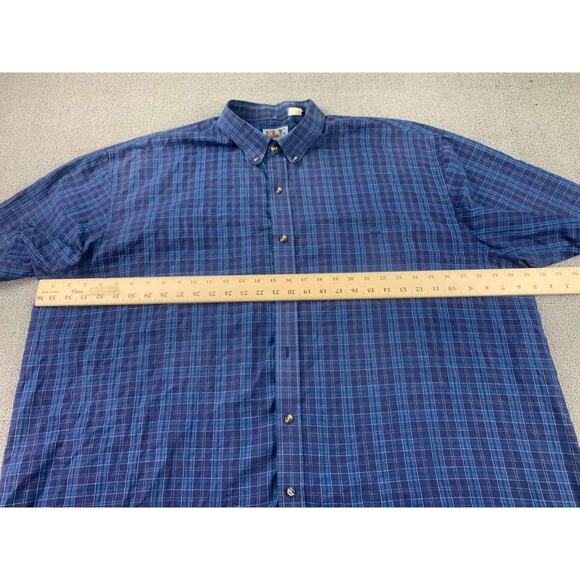 Ely Casuals Plaid Button Down Shirt Men 4XLT Blue Plaid Short Sleeve Western - Picture 5 of 9